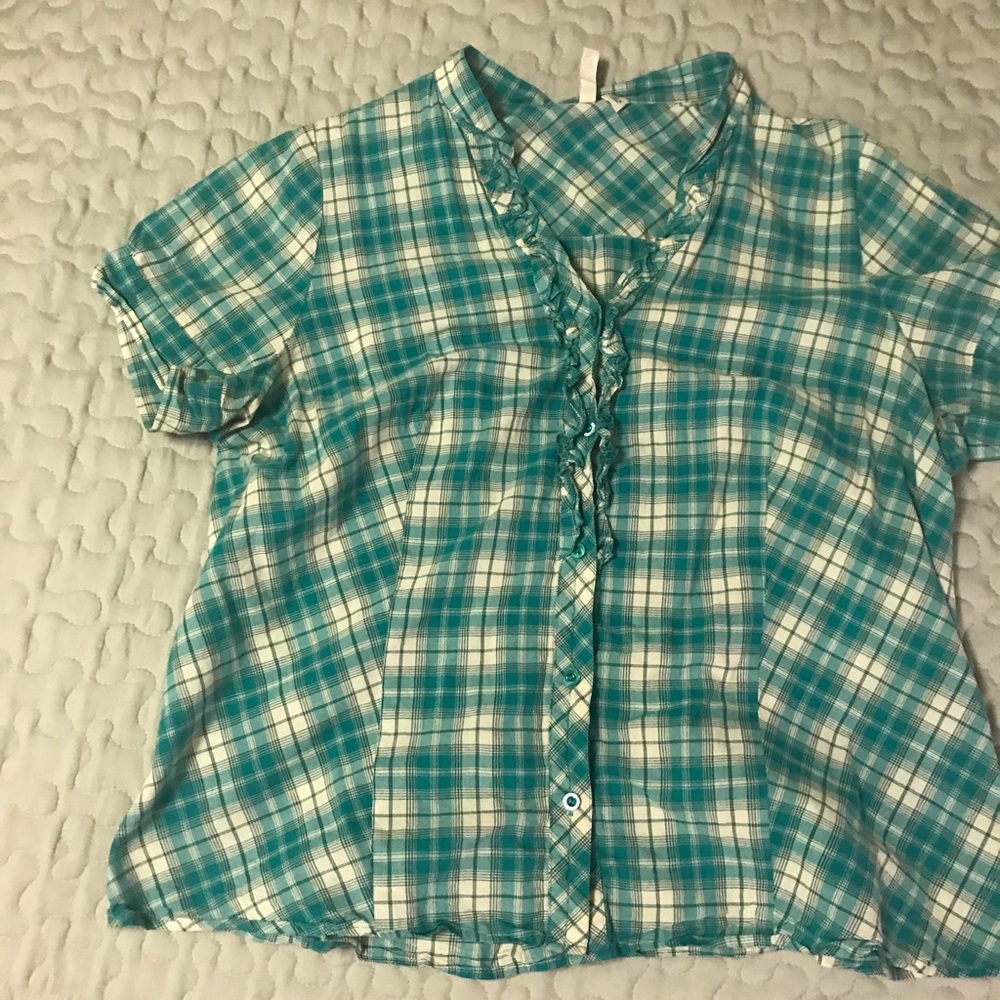 St John’s Bay Plaid Button-up Shirt, Teal